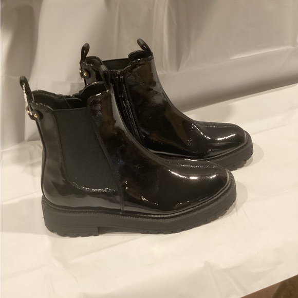 SAM EDELMAN GIRLS BLACK PATENT LAGUNA CHELSEA ANKLE BOOTS. SZ 3 - Picture 2 of 14